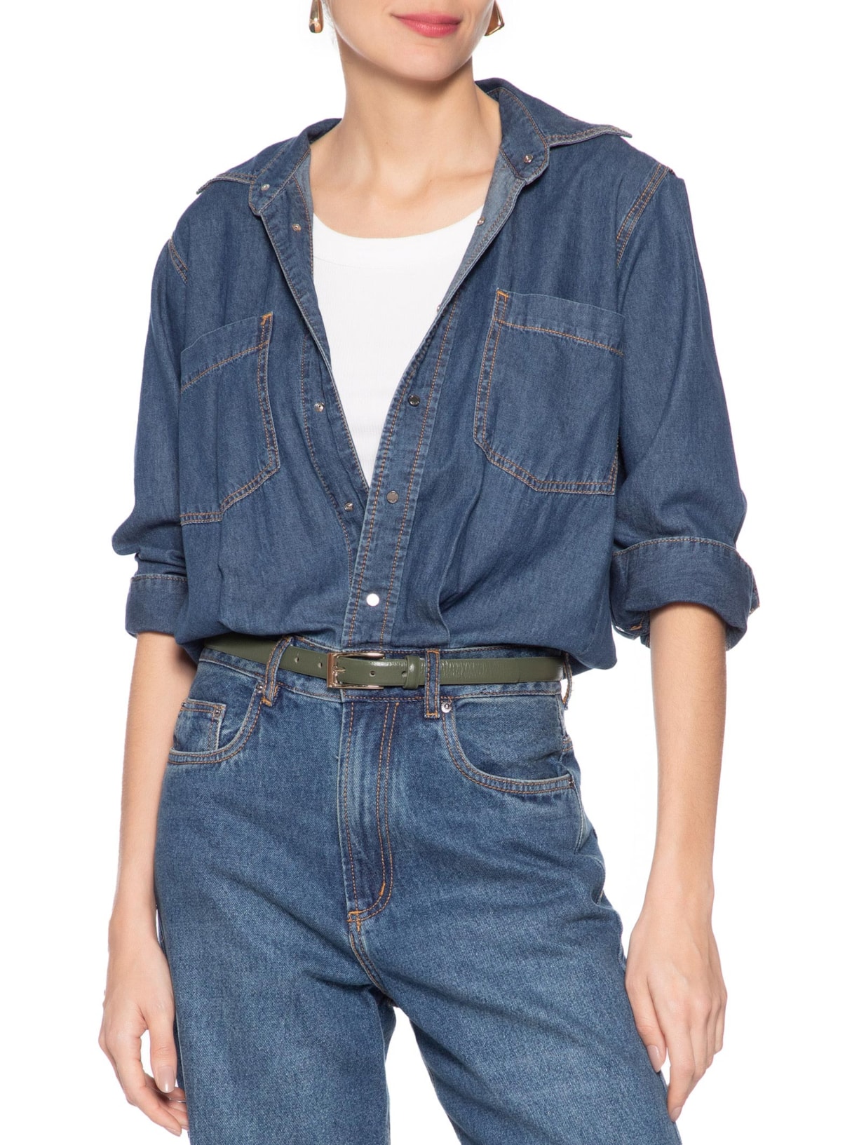 Cinto Feminino Em Couro Com Fivela Quadrada Verde Basiq