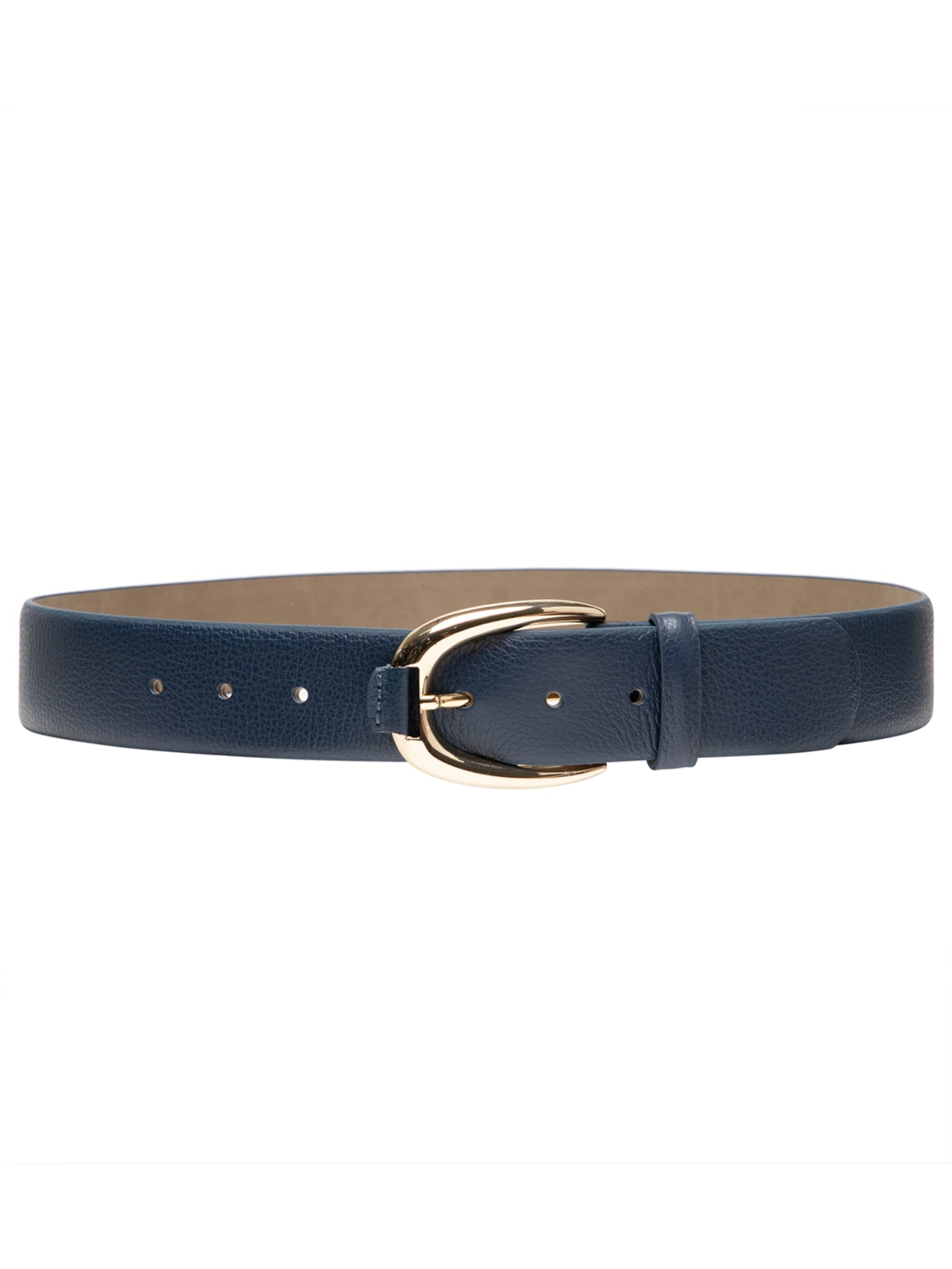 Cinto Feminino Em Couro Com Passante Oval - Azul