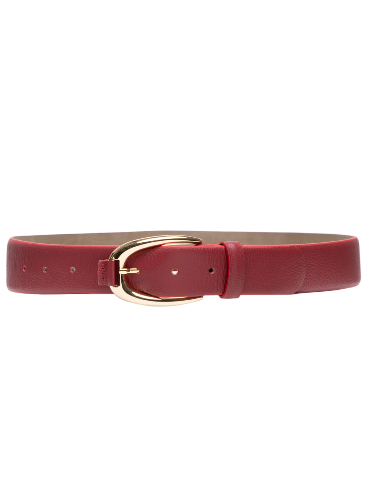 Cinto Feminino Em Couro Com Passante Oval - Vermelho