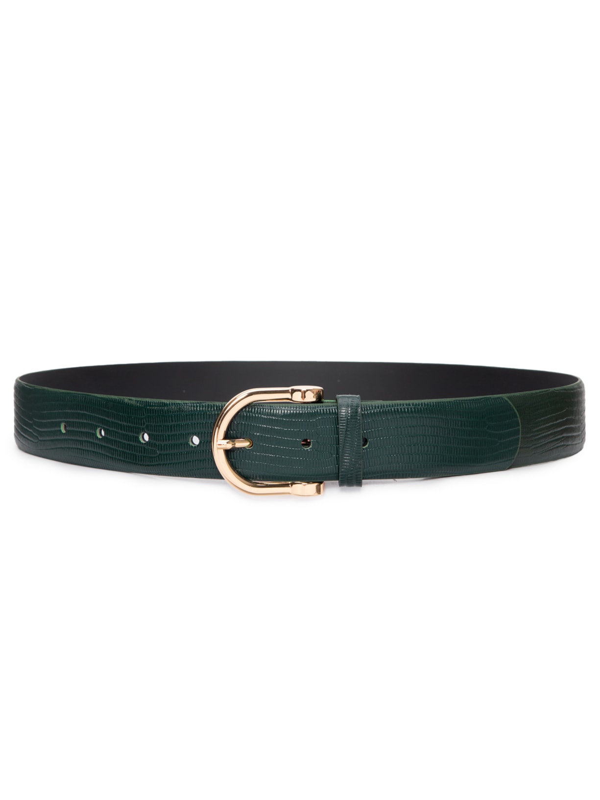 Cinto Feminino Em Couro Com Passante Redondo - Verde