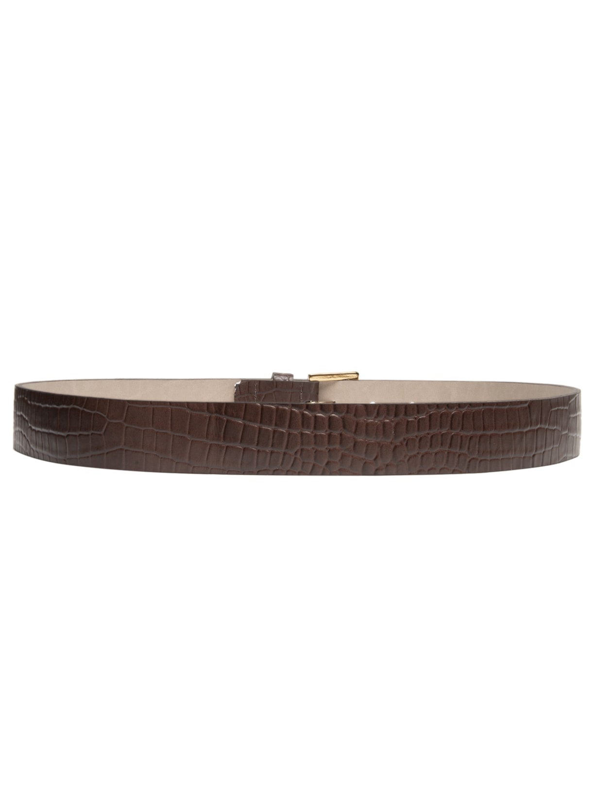 Cinto Feminino em Couro Croco com Fivela Quadrada – Marrom Basiq