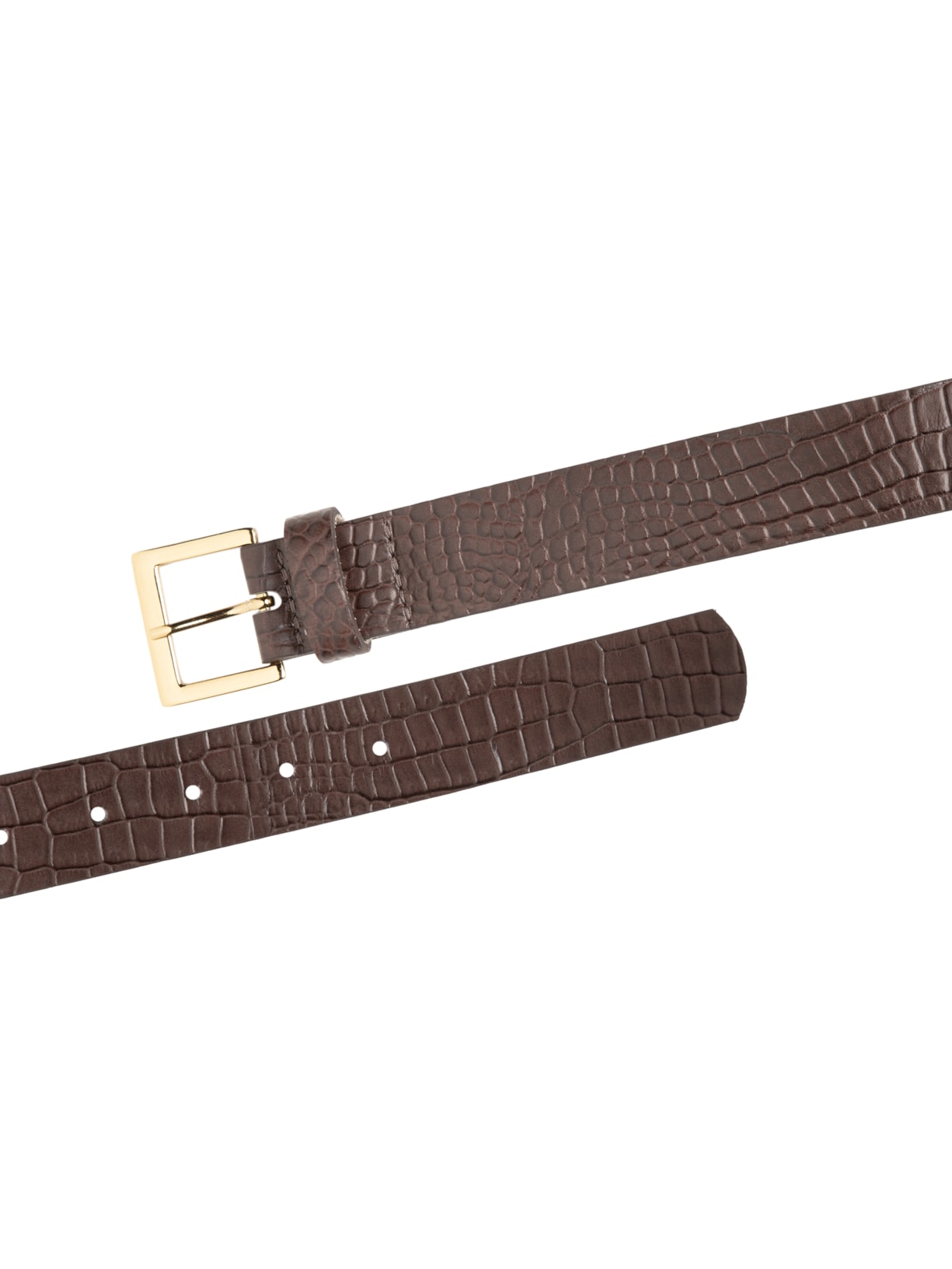 Cinto Feminino em Couro Croco com Fivela Quadrada – Marrom Basiq