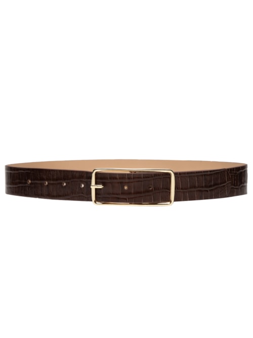Cinto Feminino Em Couro Croco - Marrom