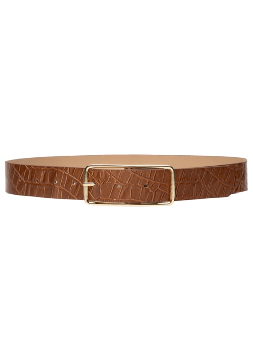 Cinto Feminino Em Couro Croco - Marrom
