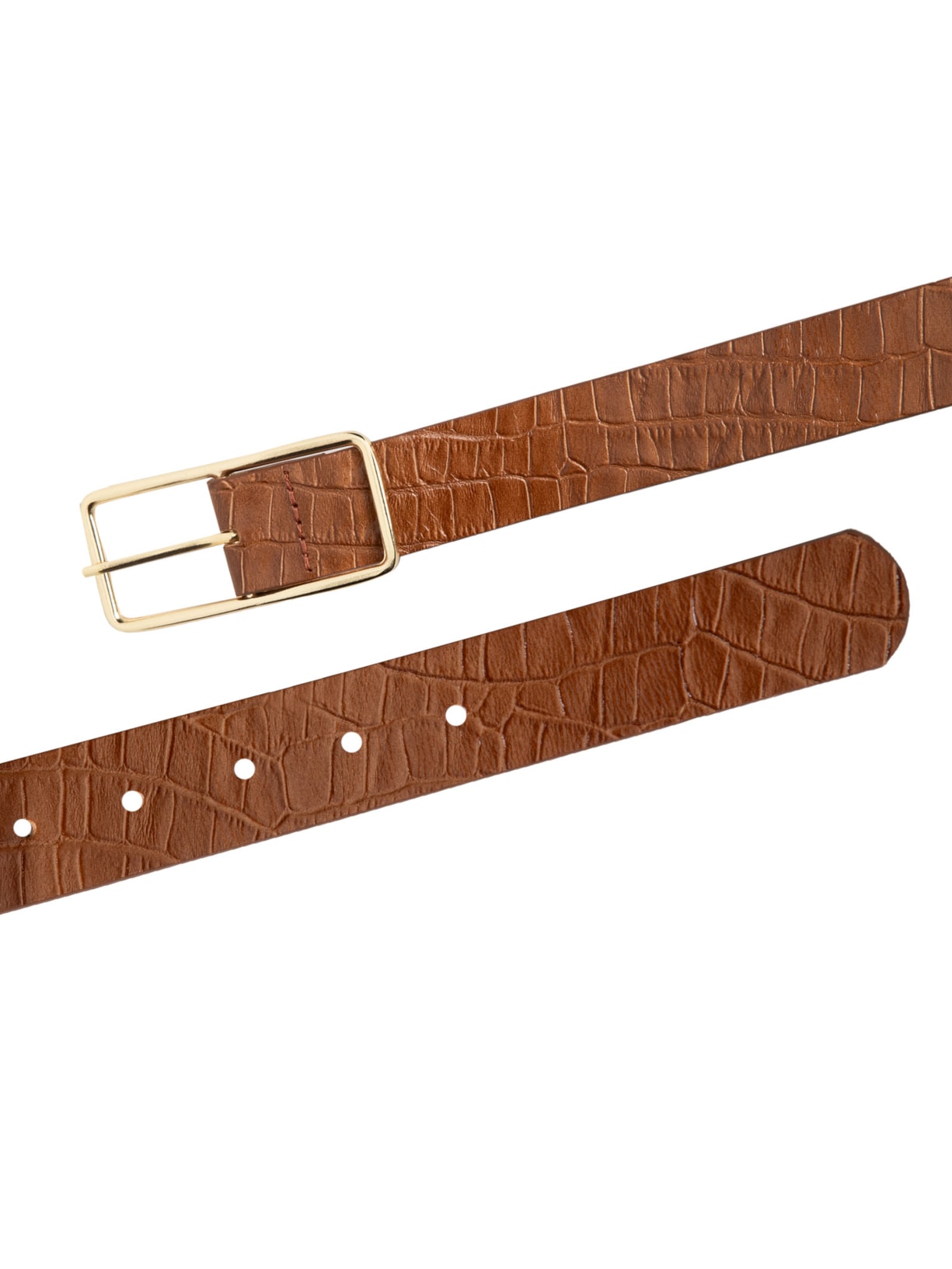 Cinto Feminino Em Couro Croco Marrom Market 33