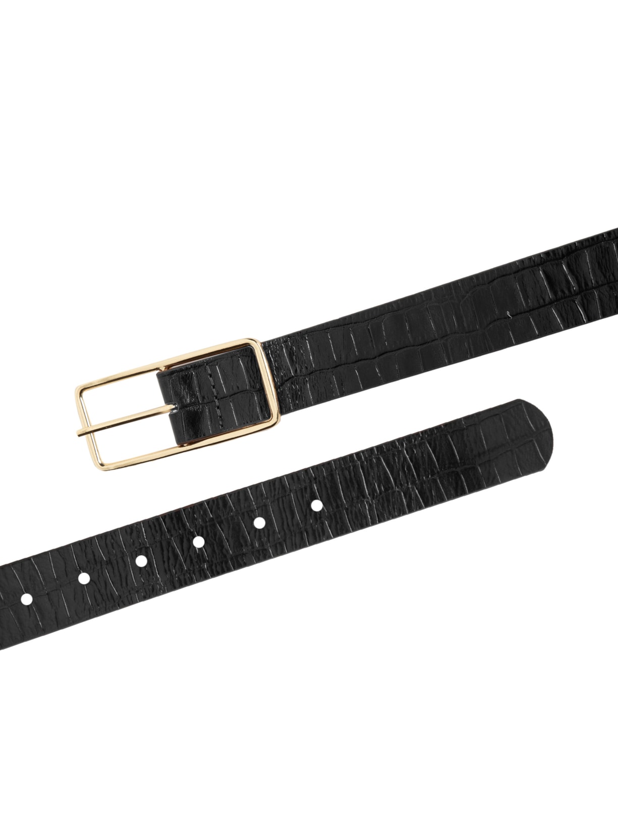 Cinto Feminino Em Couro Croco Preto Market 33