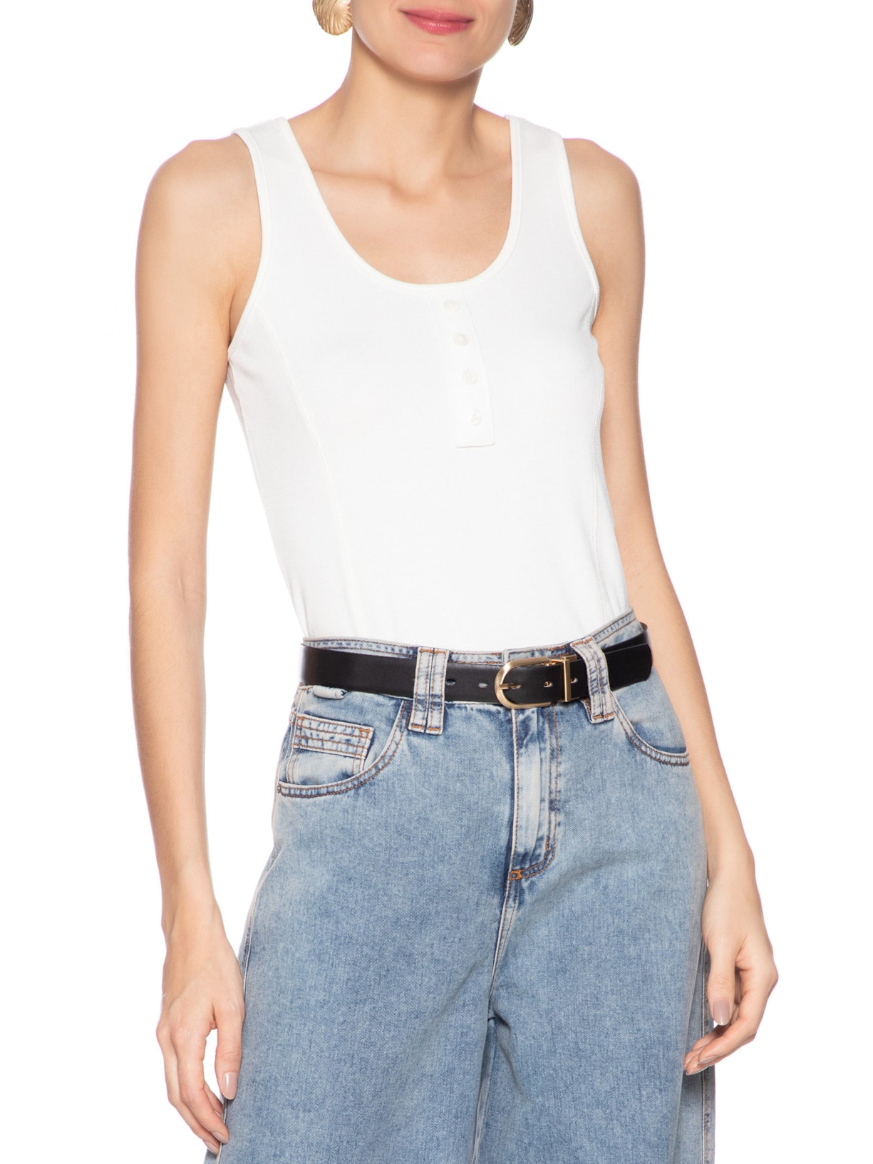 Cinto Feminino Em Couro Dupla Face Fivela Reversível Preto Basiq