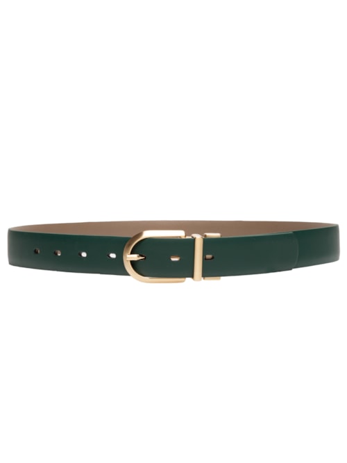 Cinto Feminino Em Couro Dupla Face Fivela Reversível - Verde