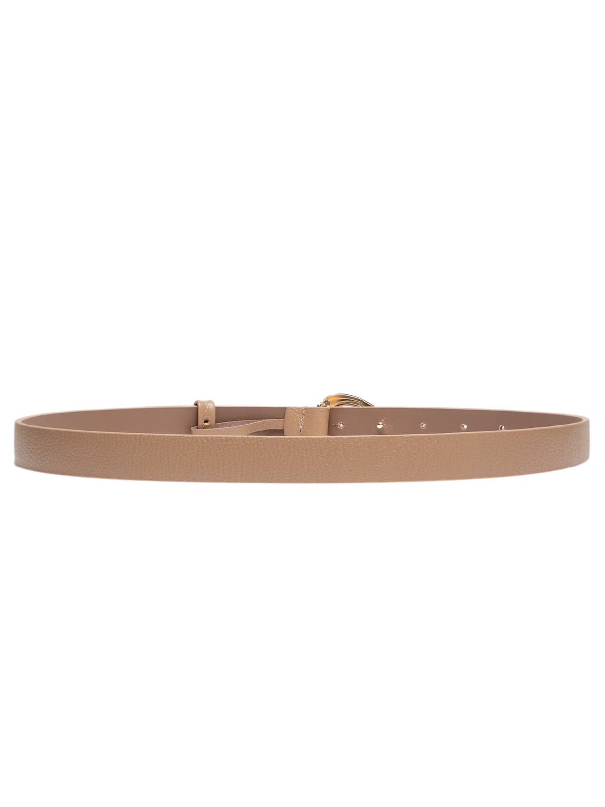 Cinto Feminino em Couro Fivela Dourada Bege Market 33