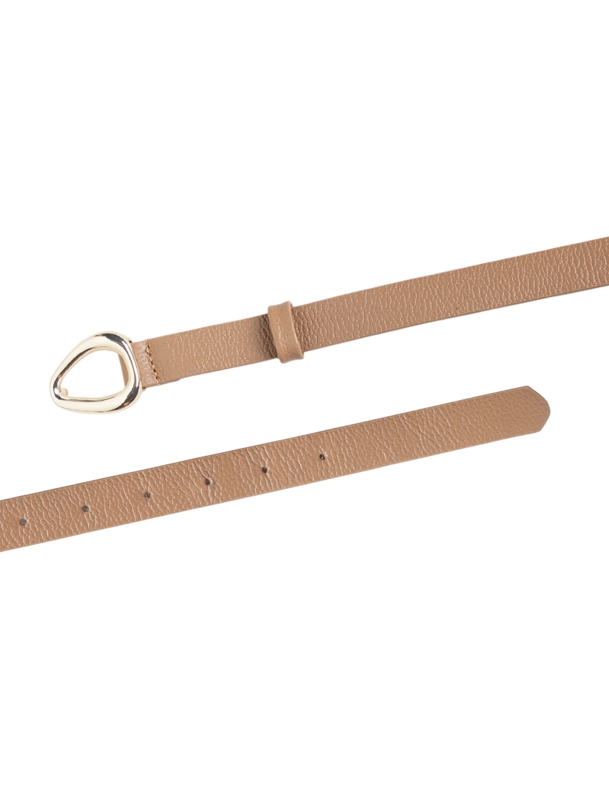 Cinto Feminino em Couro Fivela Dourada Bege Market 33