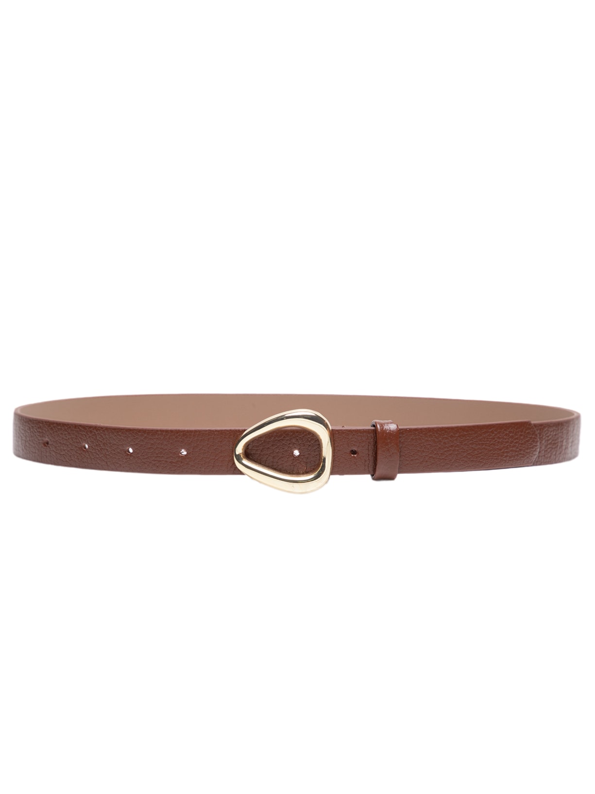 Cinto Feminino em Couro Fivela Dourada - Marrom