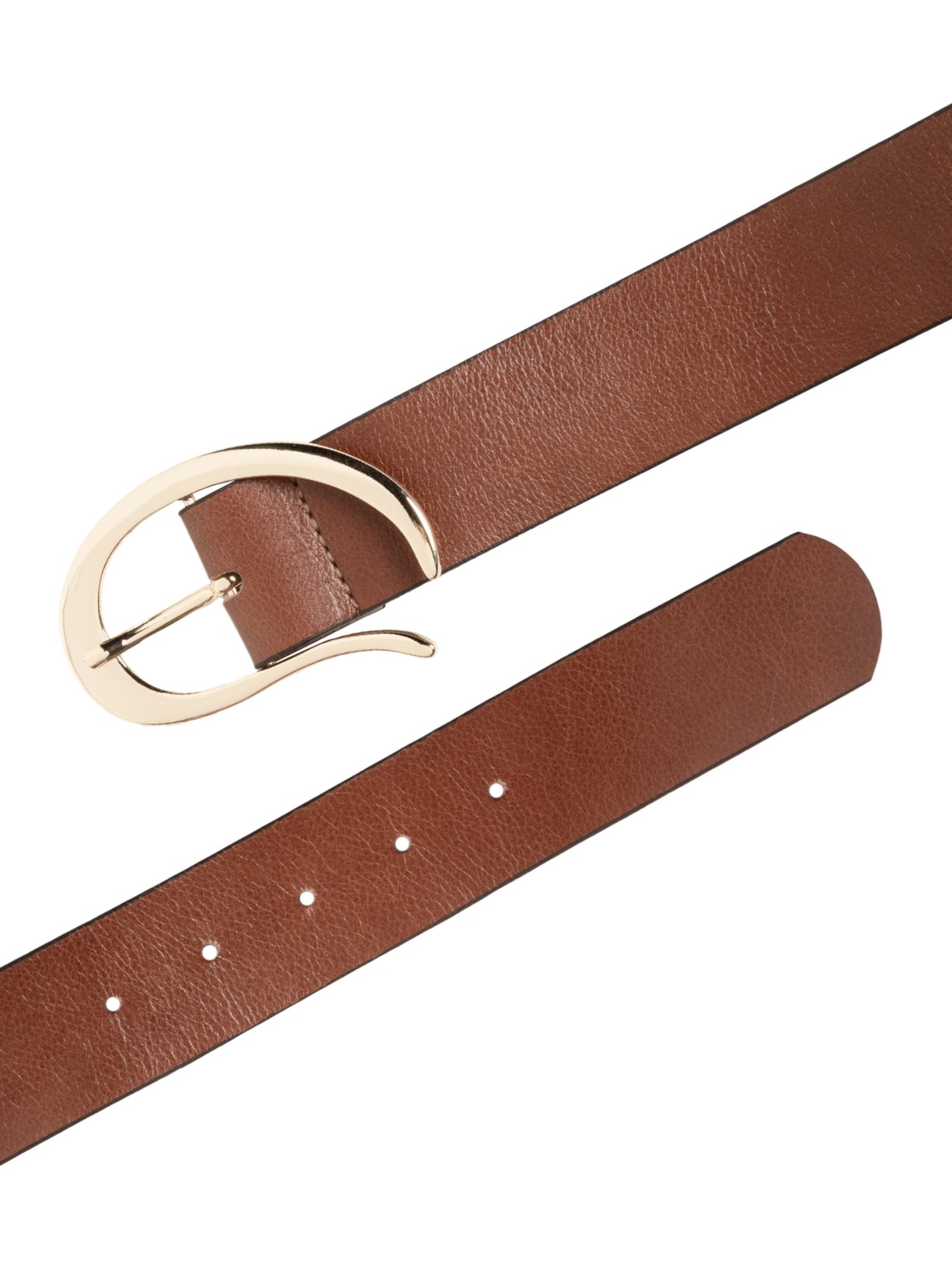 Cinto Feminino Em Couro Fivela Dourada Marrom '2Essential