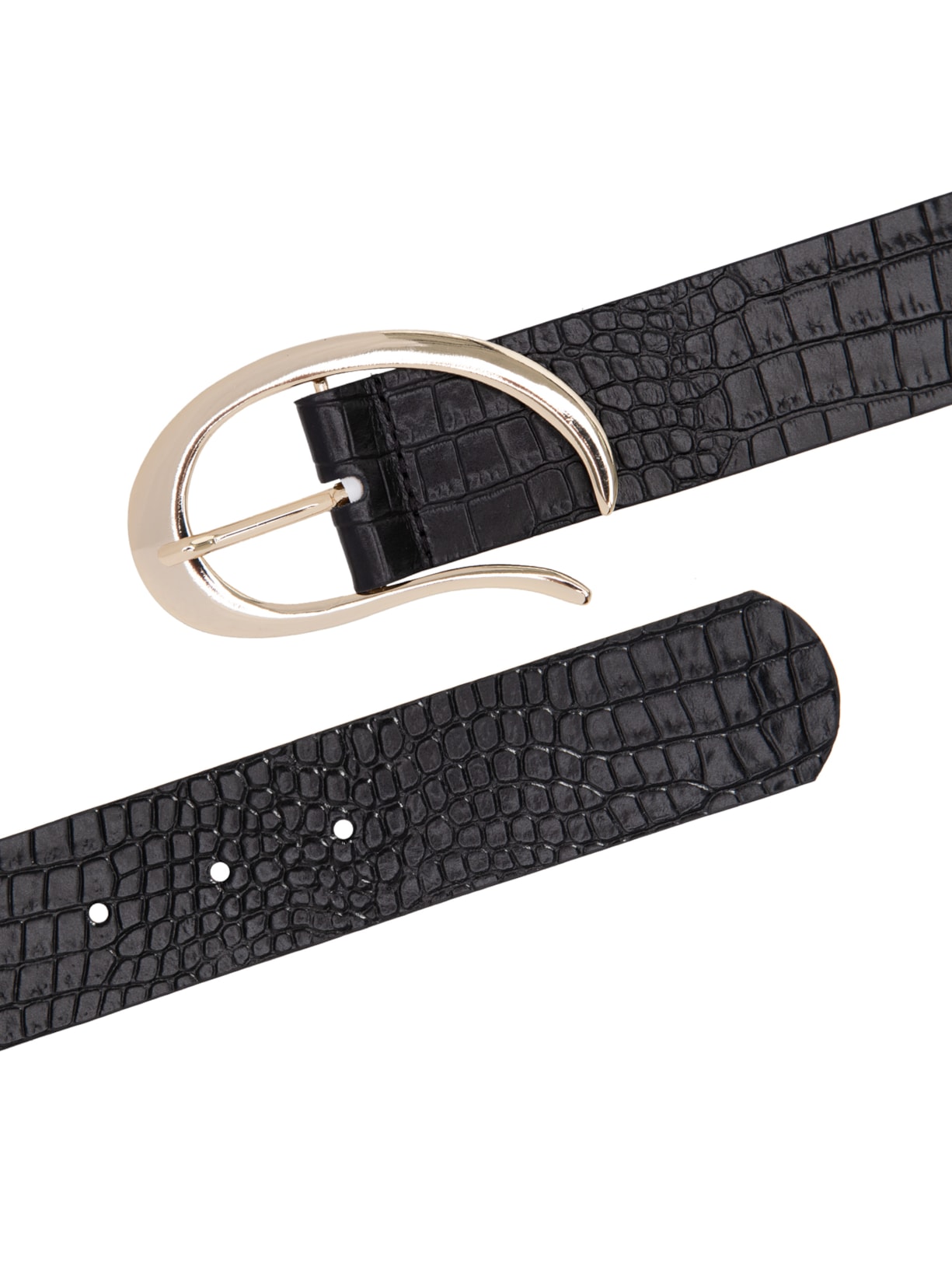 Cinto Feminino Em Couro Fivela Dourada Preto '2Essential