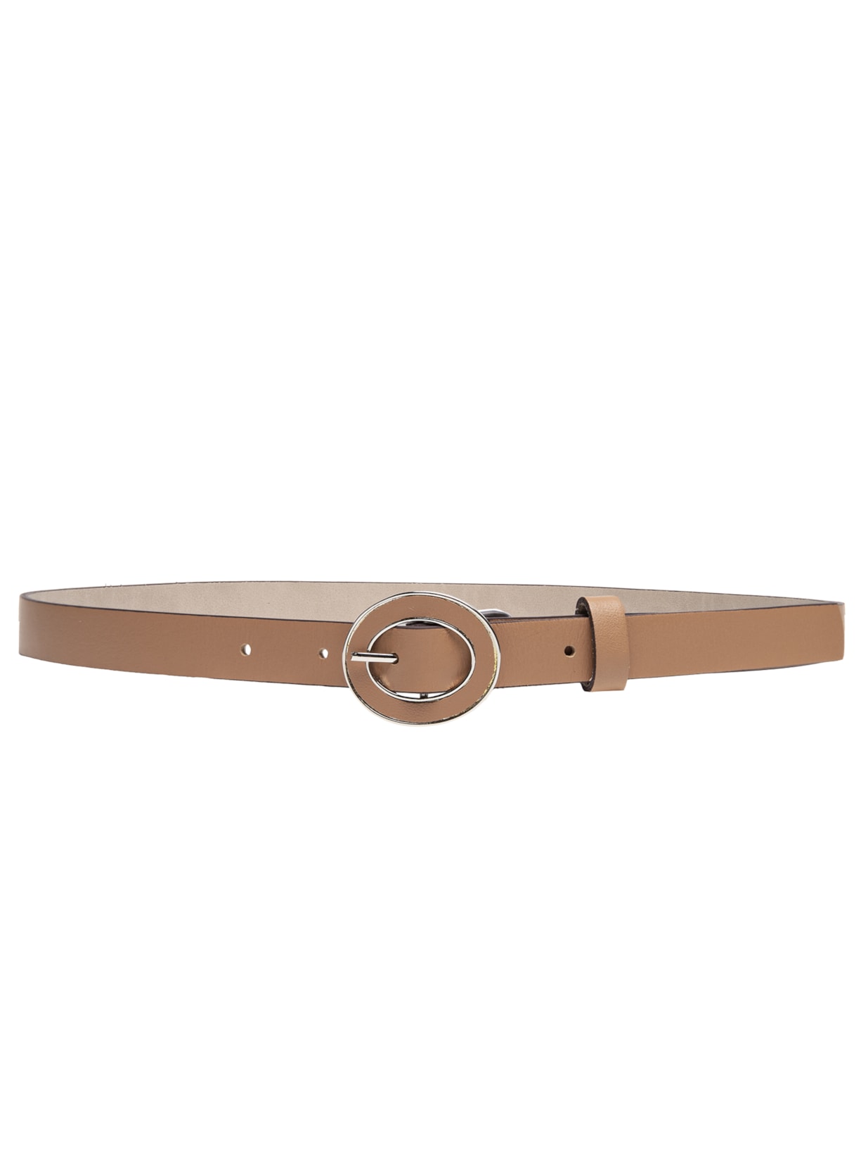 Cinto Feminino em Couro Fivela Encapada com Detalhe Bege Basiq