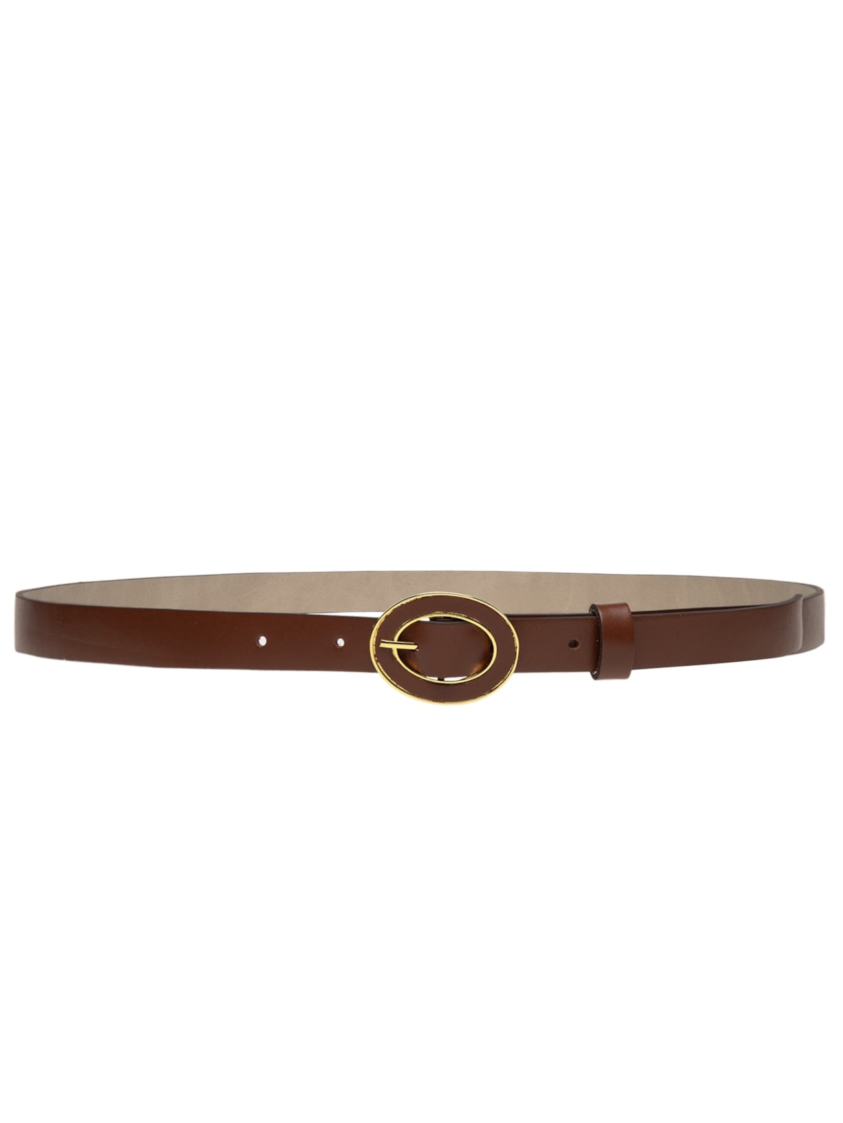 Cinto Feminino em Couro Fivela Encapada com Detalhe Bege Basiq