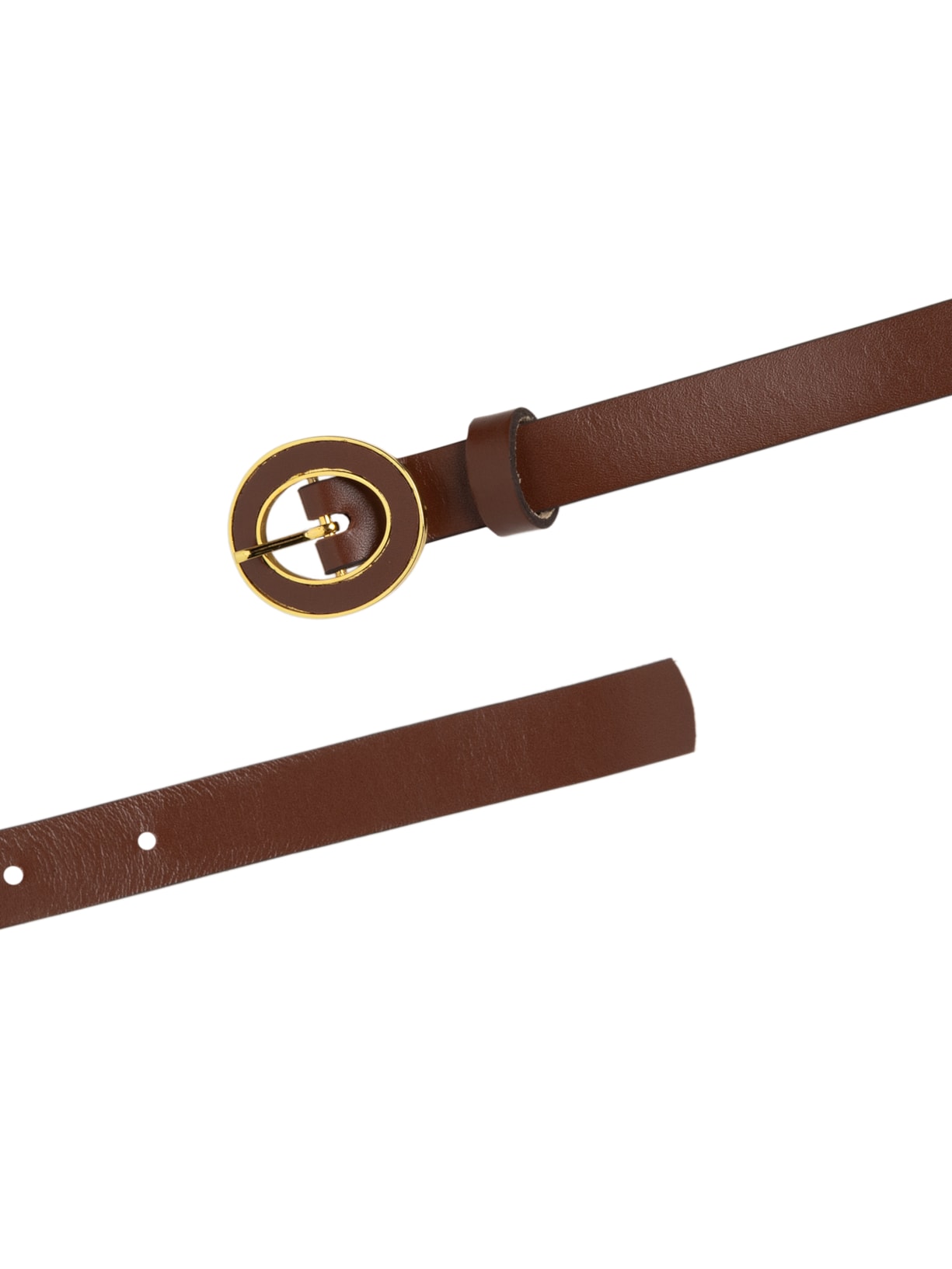 Cinto Feminino em Couro Fivela Encapada com Detalhe Bege Basiq