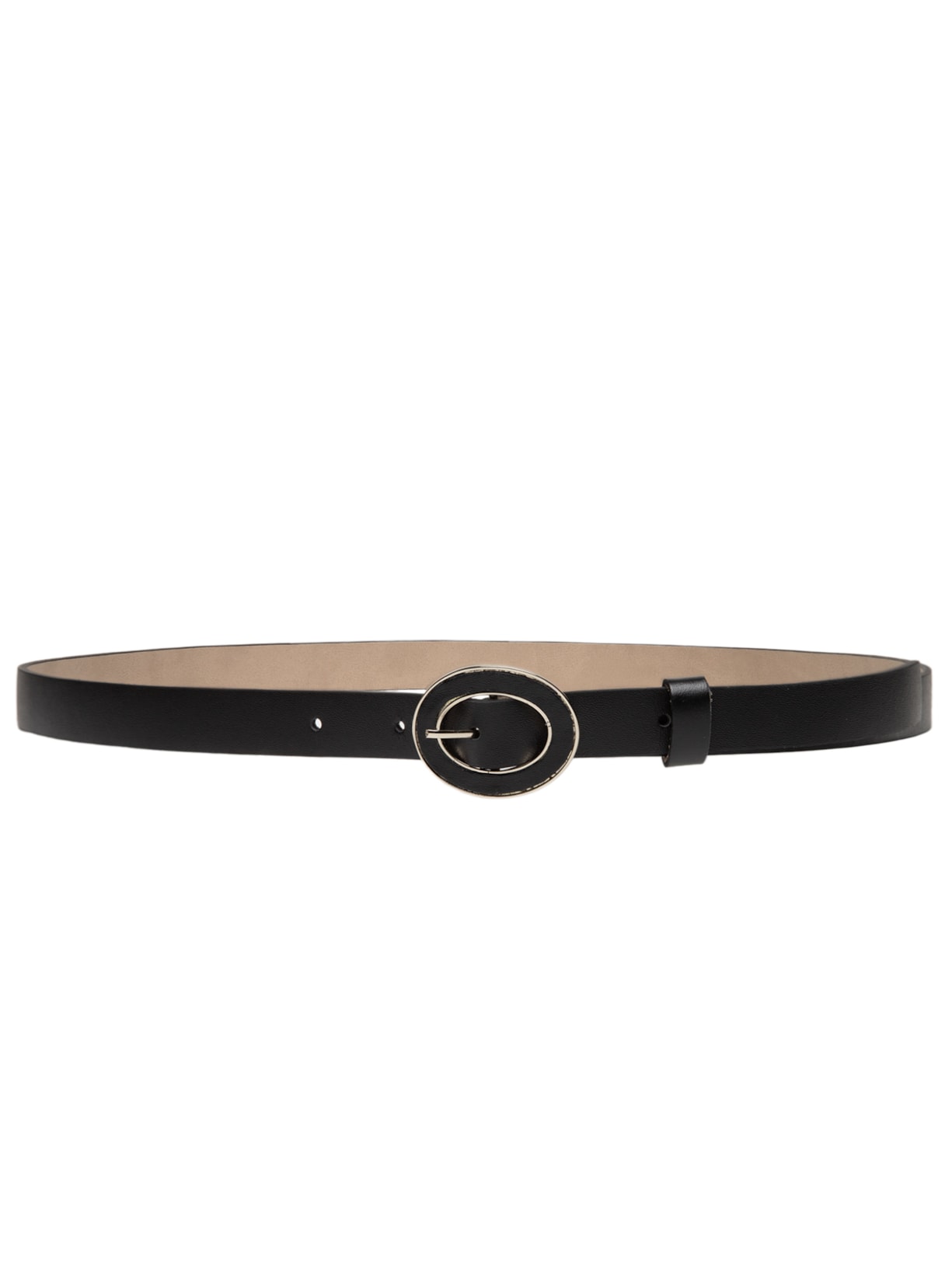 Cinto Feminino Em Couro Fivela Encapada Com Detalhe Preto Basiq