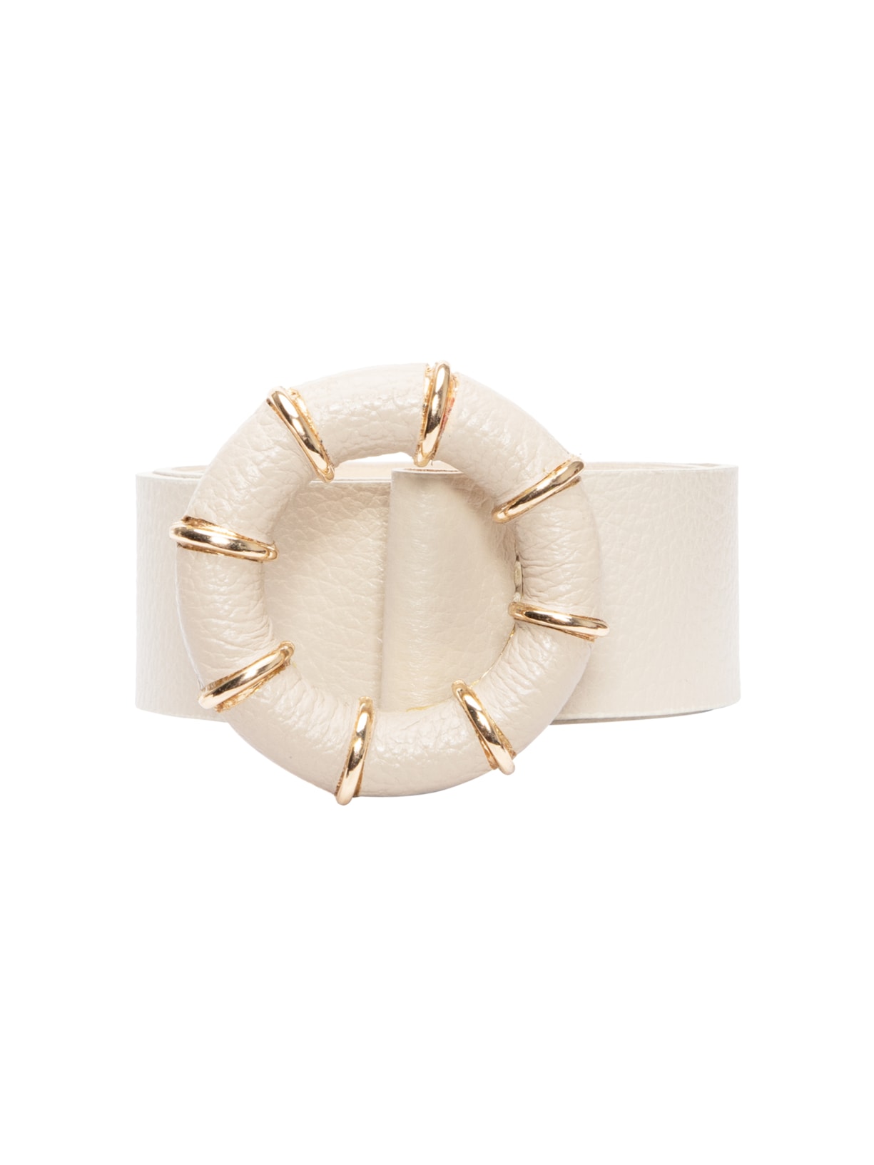 Cinto Feminino Em Couro Fivela Forrada Bege '2Essential