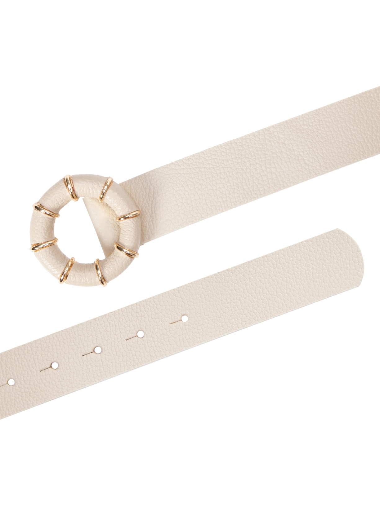 Cinto Feminino Em Couro Fivela Forrada Bege '2Essential