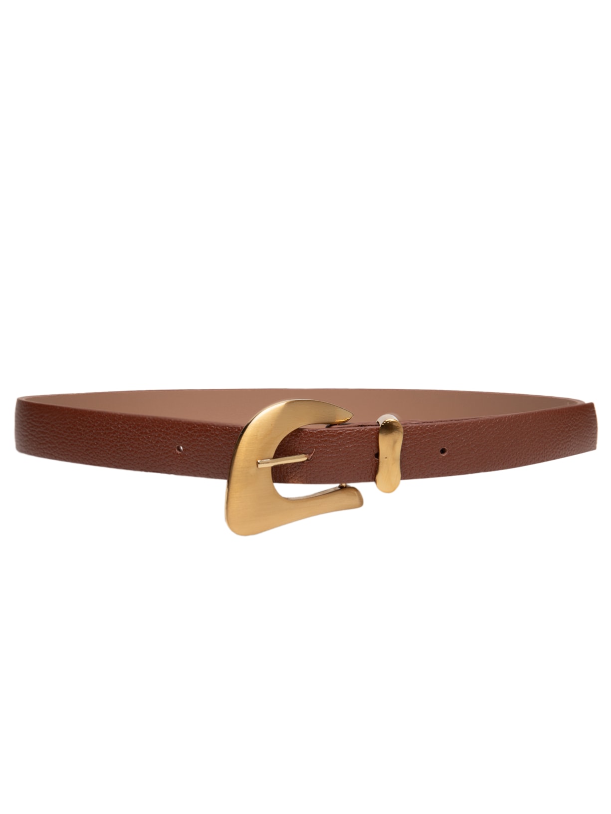 Cinto Feminino Em Couro Fivela Orgânica Marrom Market 33