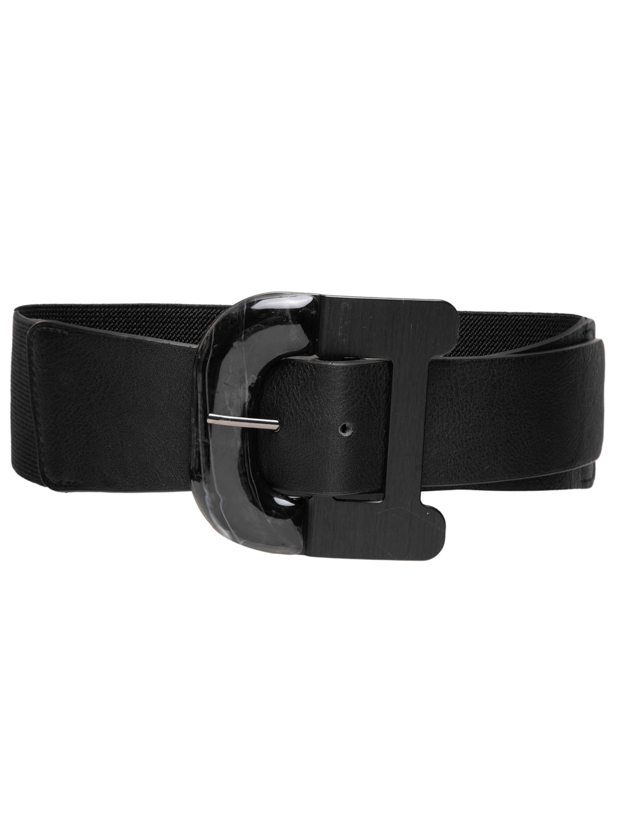 Cinto Feminino Em Elástico Com Fivela Mista - Preto