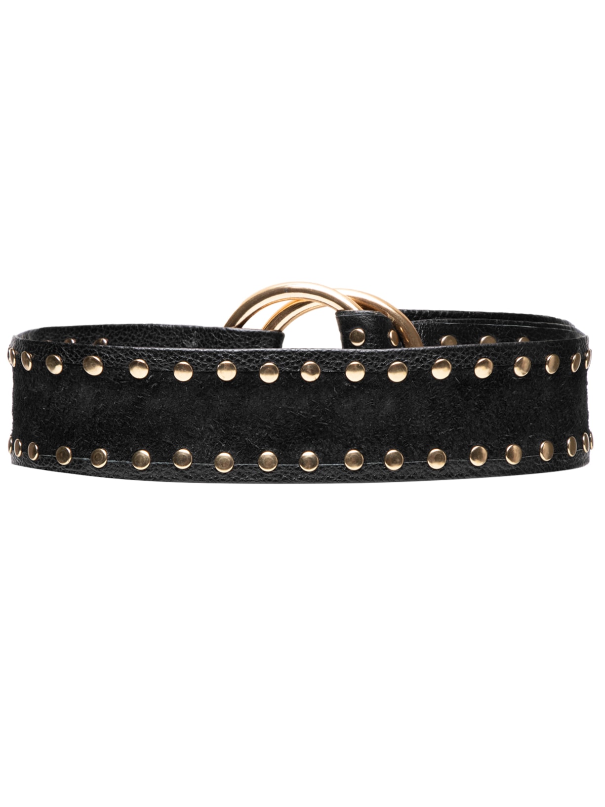 Cinto Feminino Faixa de Couro com Tachas 4,5 cm Preto  Virgínia Cavalheiro