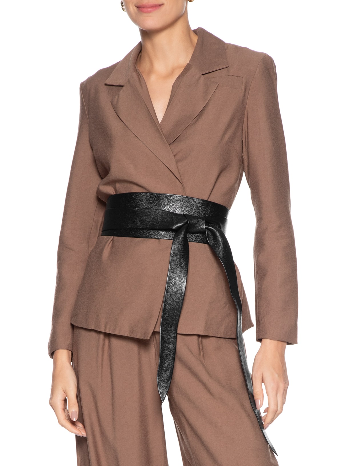 Cinto Feminino Faixa Em Couro Preto '2Essential