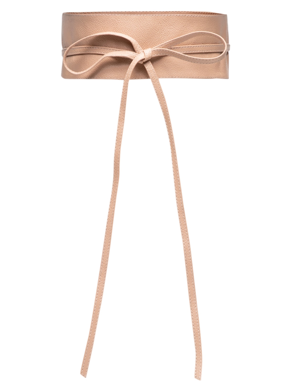 Cinto Feminino Faixa Largo Obi De Couro - Bege