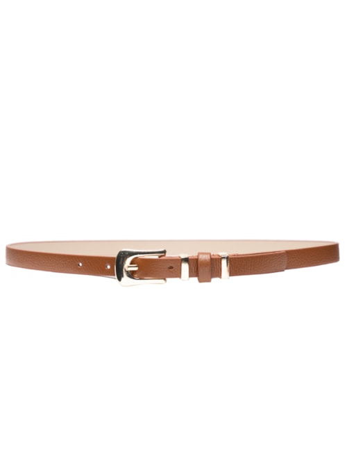 Cinto Feminino Fino Com Fivela De Metal - Marrom