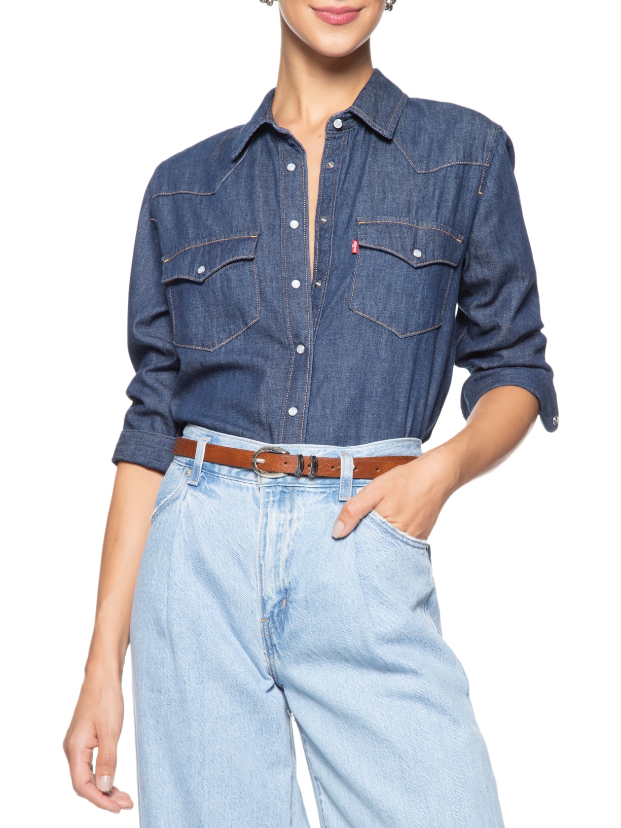 Cinto Feminino Fino Com Fivela De Metal Prateada Marrom Basiq