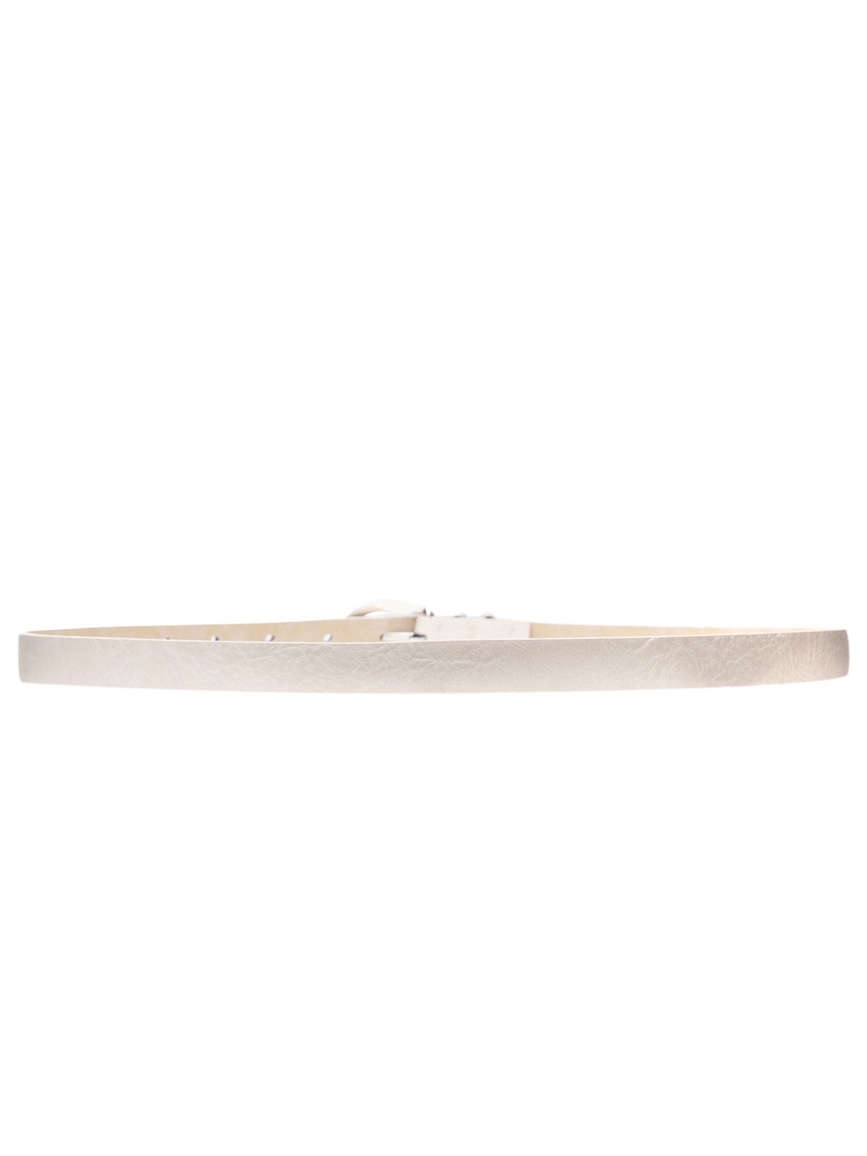 Cinto Feminino Fino Com Fivela De Metal Prateada Off White Basiq
