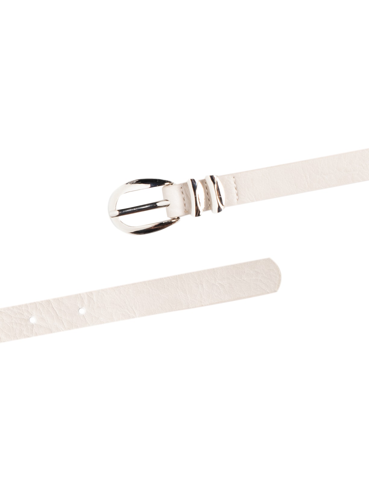 Cinto Feminino Fino Com Fivela De Metal Prateada Off White Basiq