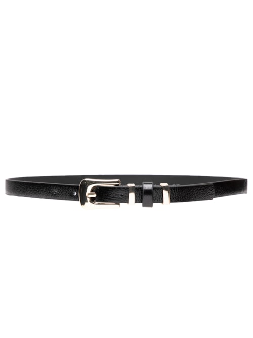 Cinto Feminino Fino Com Fivela De Metal - Preto