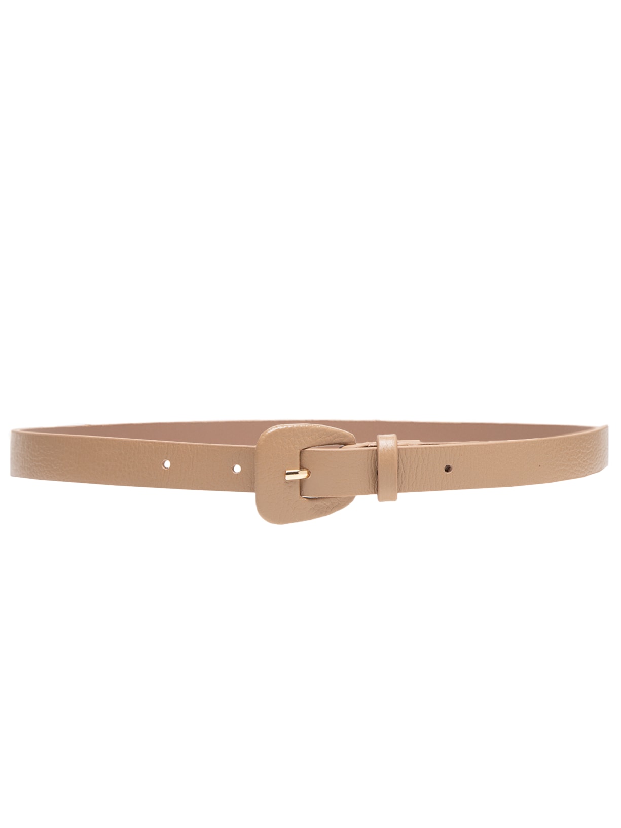 Cinto Feminino Fino Couro Com Fivela Encapada - Bege