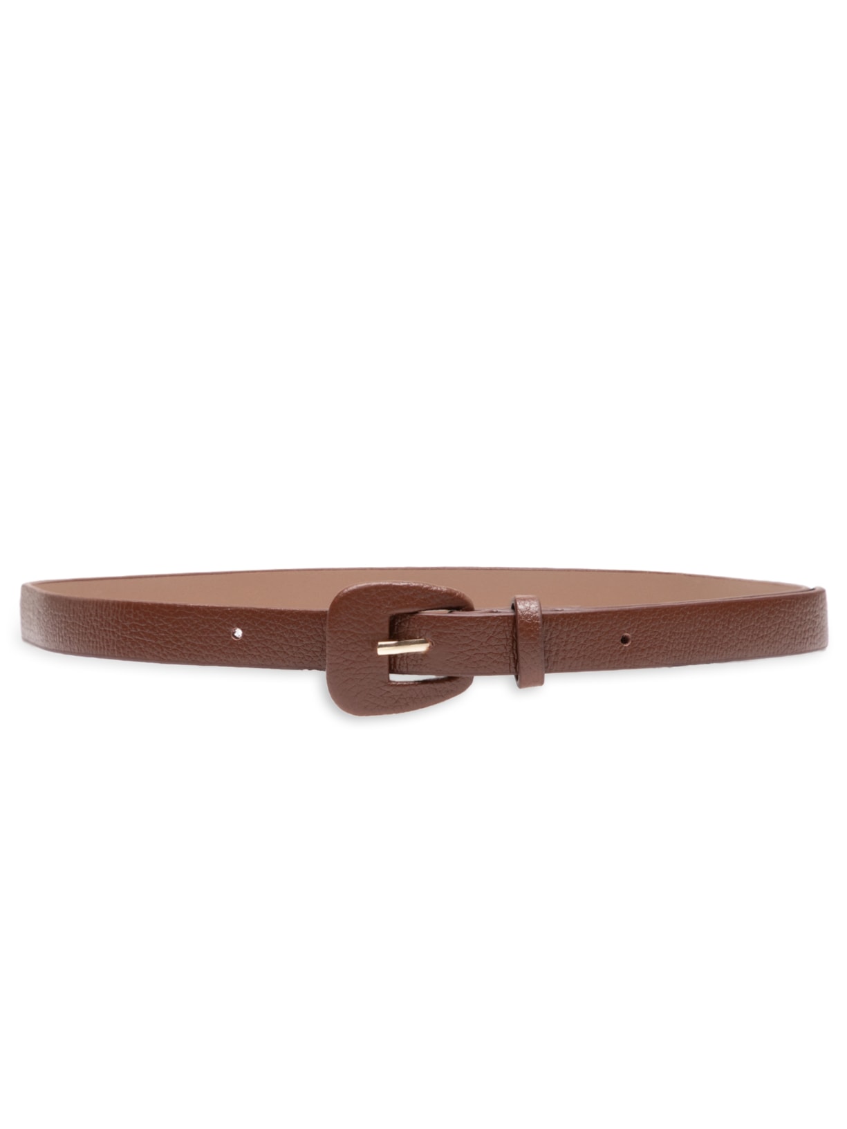 Cinto Feminino Fino Couro Com Fivela Encapada - Marrom