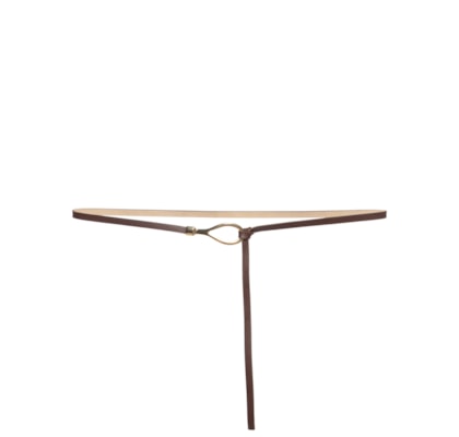 Cinto Feminino Fino Em Couro Com Fivela Arredondada Metal - Marrom