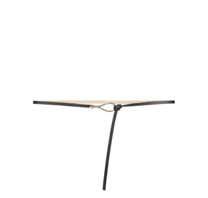 Cinto Feminino Fino Em Couro Com Fivela Arredondada Metal - Preto