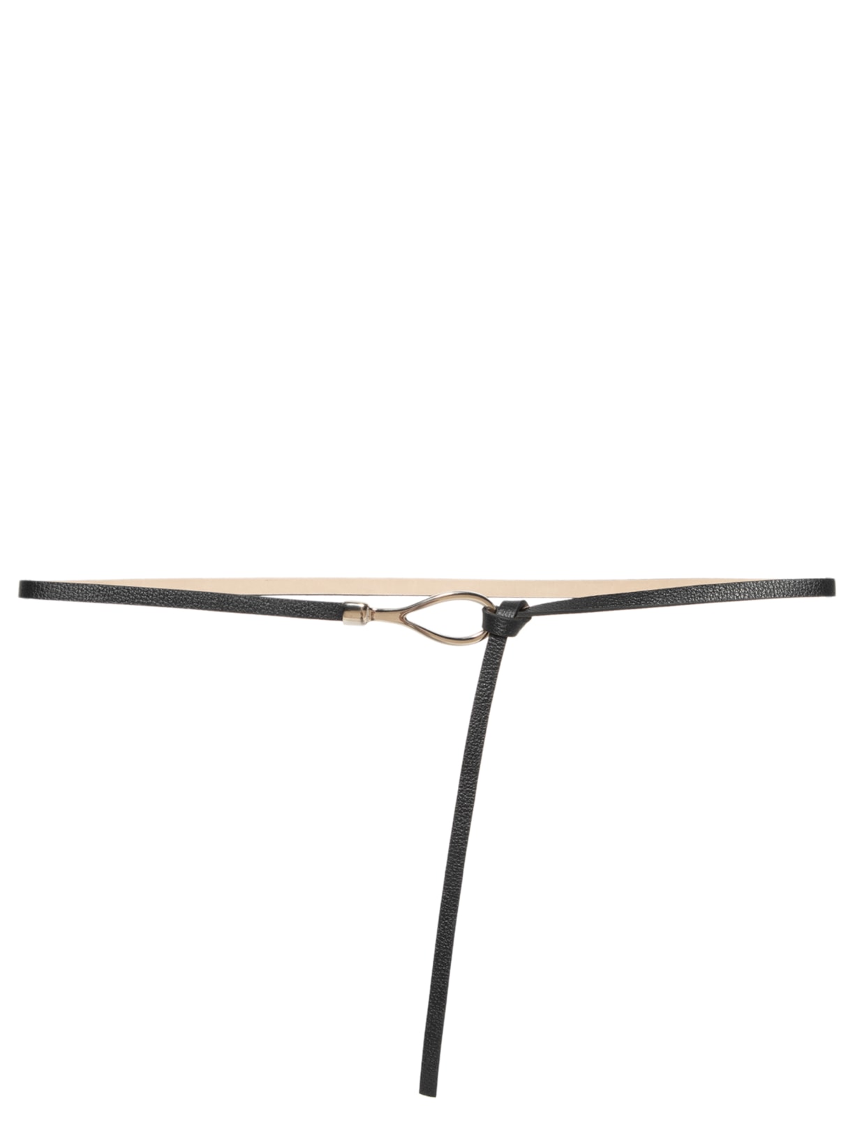 Cinto Feminino Fino Em Couro Com Fivela Arredondada Metal - Preto