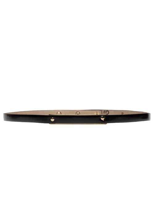 Cinto Feminino Fino Em Couro Fivela Quadrada Furos - Preto