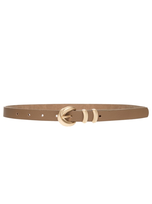 Cinto Feminino Fino Fivela Detalhada - Bege