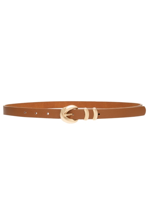 Cinto Feminino Fino Fivela Detalhada - Bege