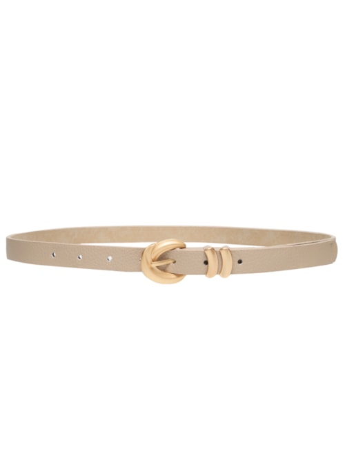 Cinto Feminino Fino Fivela Detalhada - Off White