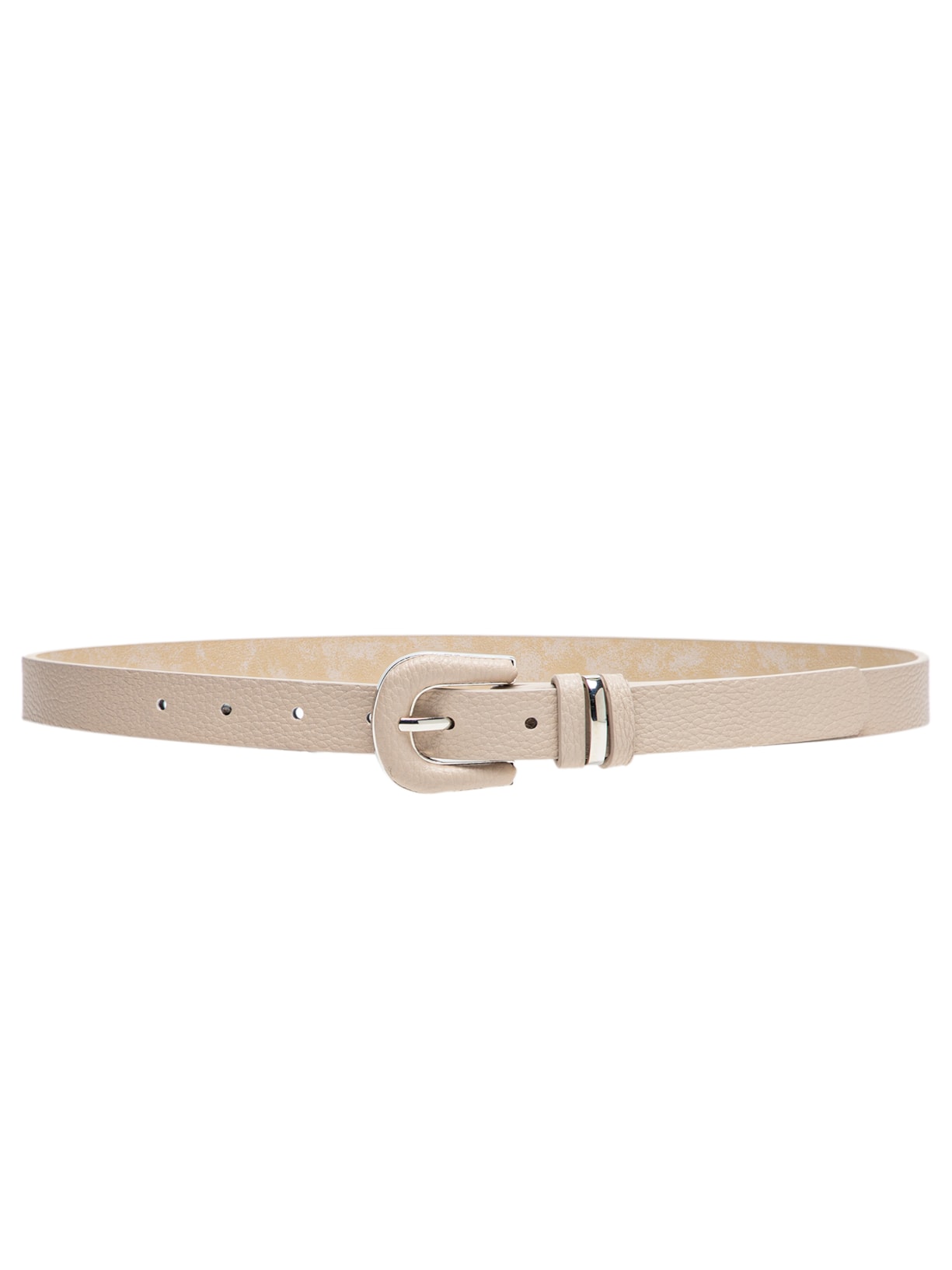 Cinto Feminino Fino Fivela Encapada Passante Prata - Bege