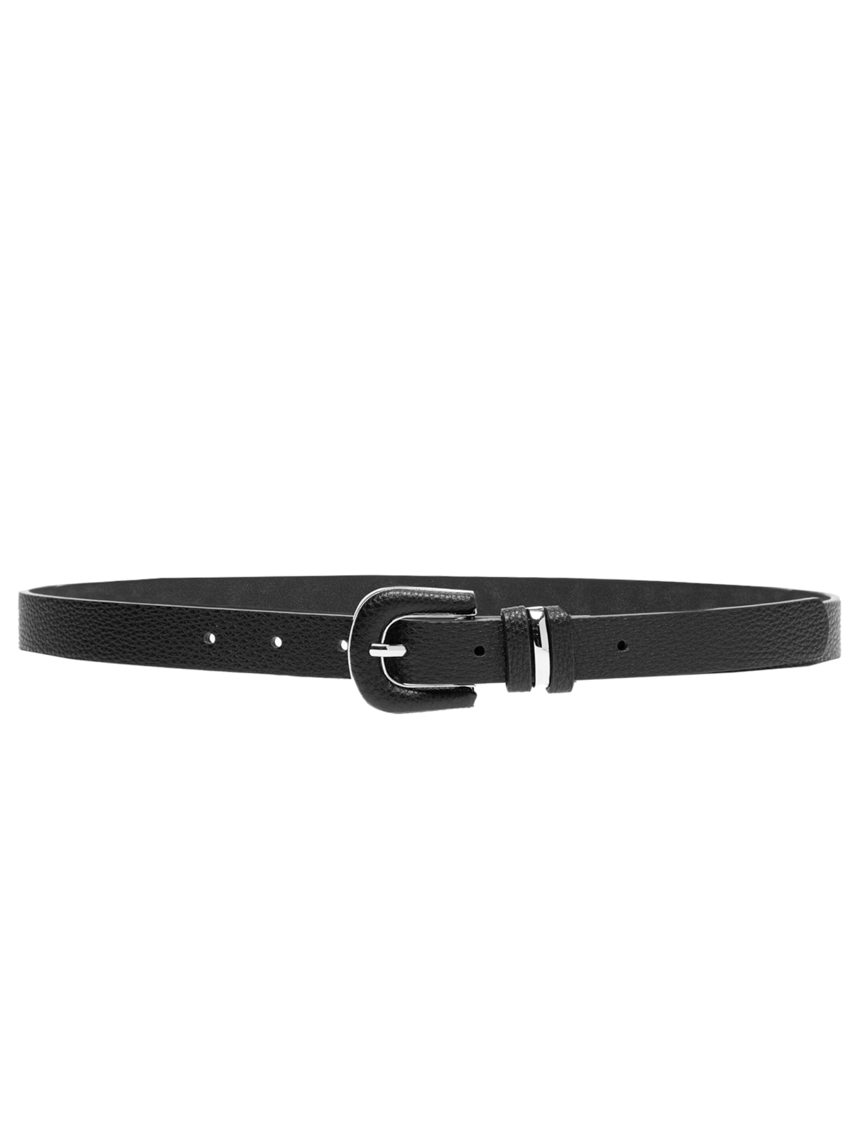 Cinto Feminino Fino Fivela Encapada Passante Prata - Preto