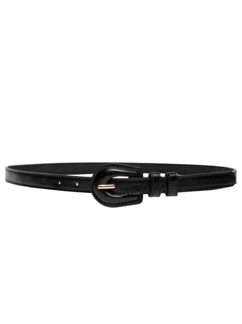 Cinto Feminino Fino Fivela Encapada - Preto