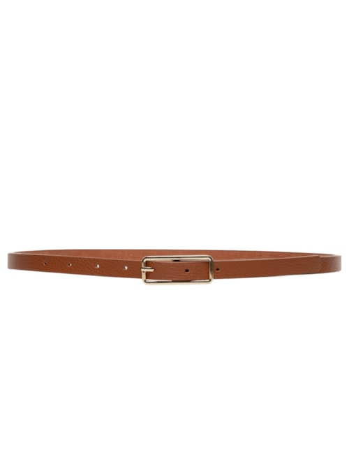 Cinto Feminino Fino Fivela Quadrada - Bege