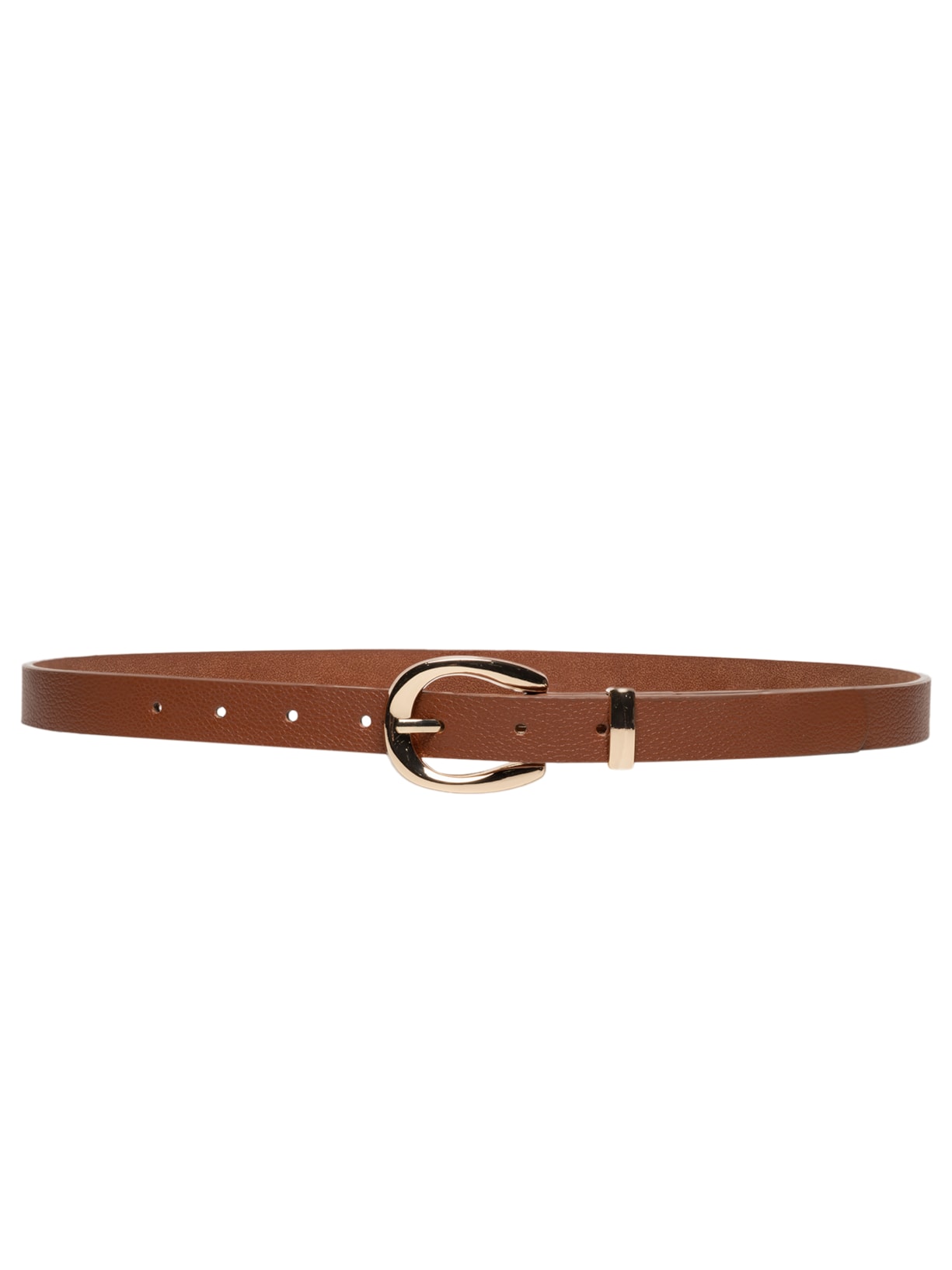 Cinto Feminino Fino Fivela Redonda - Bege
