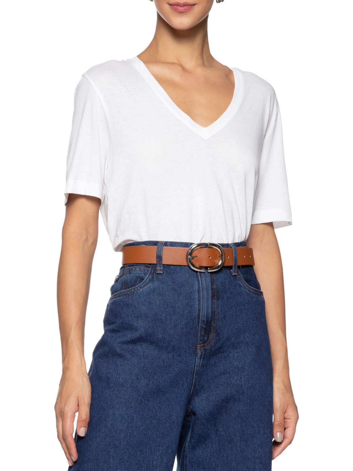 Cinto Feminino Fivela De Metal Grande Marrom Basiq