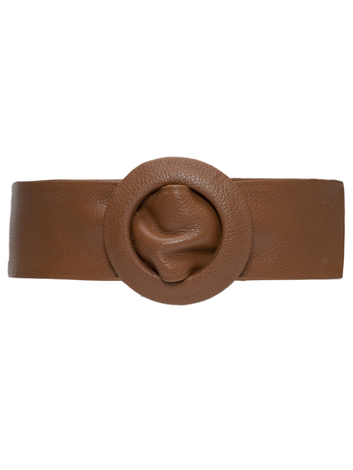 Cinto Feminino Fivela Encapada Redonda Couro - Marrom