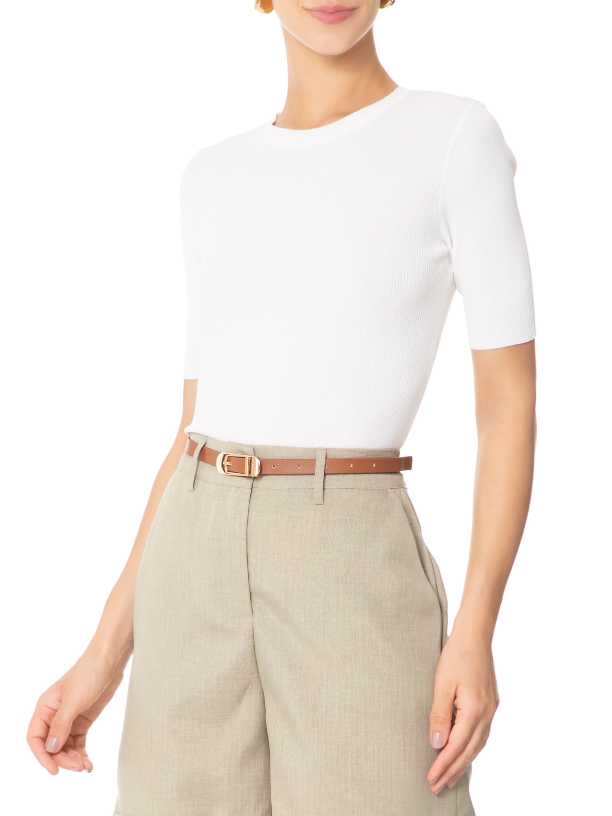 Cinto Feminino Fivela Metálica Alongada Marrom Basiq